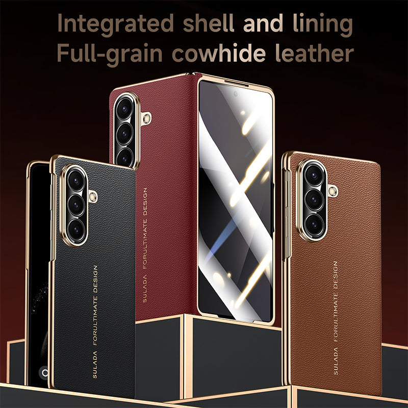 Genuine Leather Integrated Shell Case with Film